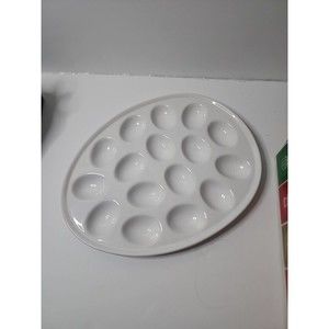 Specialty Dishes Oval Egg Plate, White Holds 16 Eggs